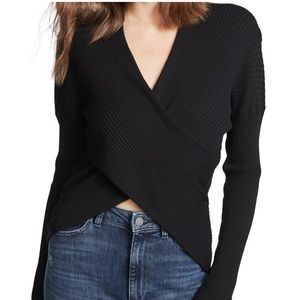 Express Ribbed Wrap Front Tunic Sweater